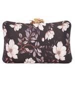 Black floral embroidered clutch