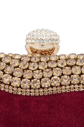 Maroon embroidered clutch