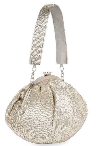 Silver embroidered potli bag