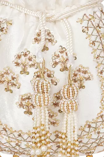 White sequin embroidered potli bag