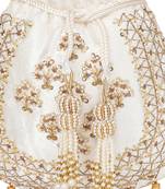White sequin embroidered potli bag