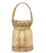 Yellow floral embroidered potli bag