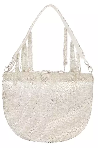 Silver floral embroidered hand bag