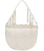 Silver floral embroidered hand bag