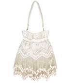 White beads embroidered potli bag