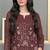 Dark maroon color embroideried faux georgette semi stitched salwar suit