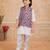 Lilac printed cotton silk kurta pajama nehru jacket set