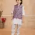 Lilac printed cotton silk kurta pajama nehru jacket set