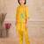 Yelow embelished cotton silk kurta pajama nehru jacket set