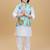 Sky blue embelished cotton silk kurta pajama nehru jacket set