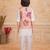 Peach cotton silk embelished kurta pajama nehru jacket set