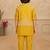 Yellow cotton silk embriodered kurta pajama nehru jacket set