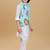 Sky blue embelished cotton silk kurta pajama nehru jacket set