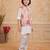 Peach cotton silk embelished kurta pajama nehru jacket set