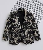 Black cotton embriodered blazer
