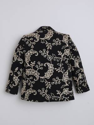 Black cotton embriodered blazer 2