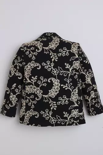Black cotton embriodered blazer
