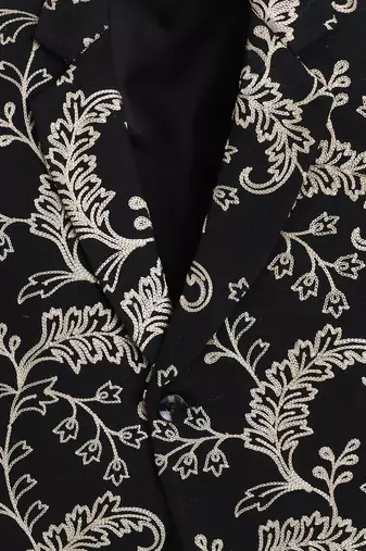 Black cotton embriodered blazer