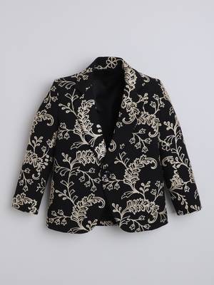 Black cotton embriodered blazer 4