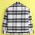 White cotton plaid shacket with printed tshirt
