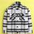 White cotton plaid shacket with printed tshirt