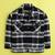Black cotton plaid shacket with printed tshirt