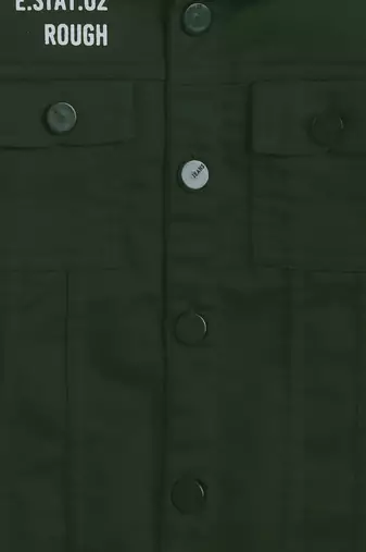 Bottle green denim printed jacket with t-shirt