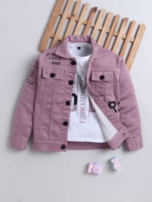 Onion pink denim printed jacket with t-shirt 1