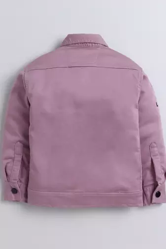 Onion pink denim printed jacket with t-shirt