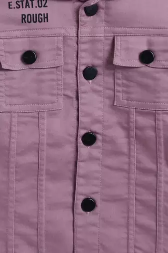 Onion pink denim printed jacket with t-shirt