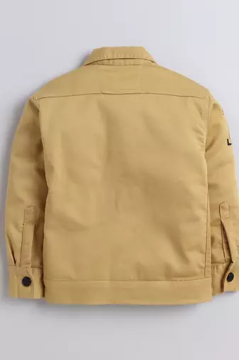 Mustard denim printed jacket with t-shirt