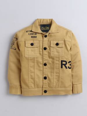 Mustard denim printed jacket with t-shirt 3