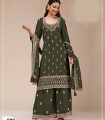 Green georgette semi stitched wedding suits