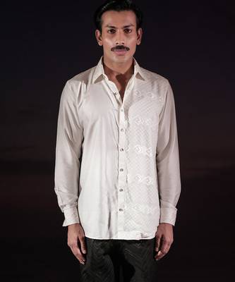White plain silk shirt 1