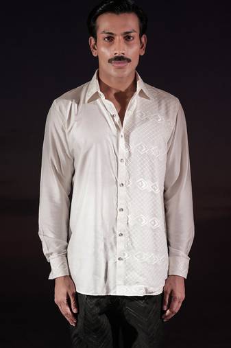 White plain silk shirt