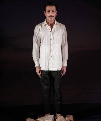 White plain silk shirt 2