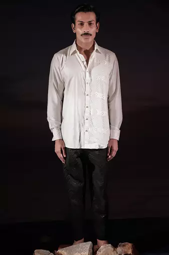 White plain silk shirt