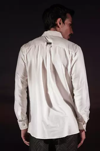 White plain silk shirt