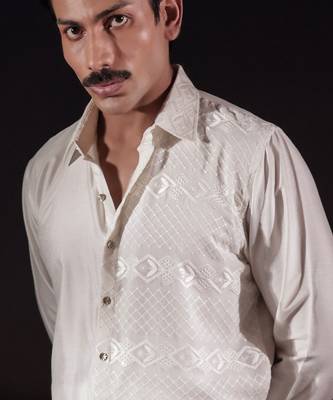 White plain silk shirt 4