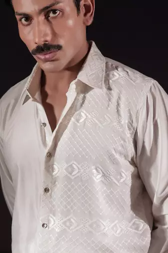 White plain silk shirt