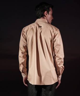 Beige plain cotton shirt 3