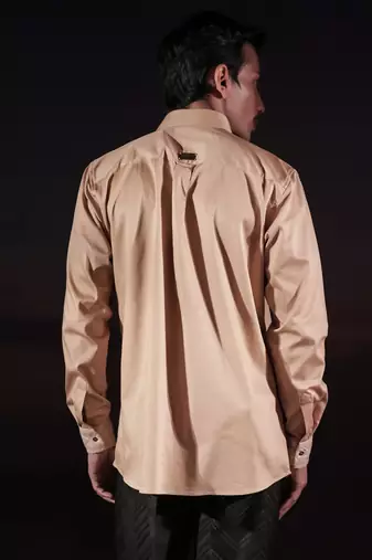 Beige plain cotton shirt