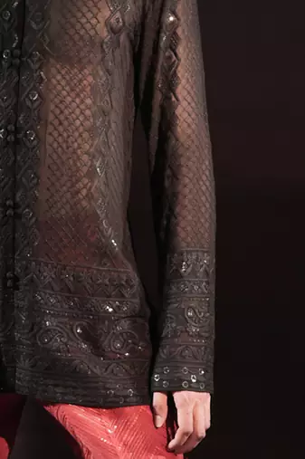 Black embroidered georgette kurta