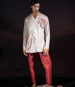 White embroidered georgette kurta