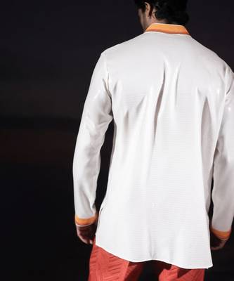 White embroidered georgette kurta 4