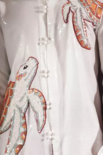 White embroidered georgette kurta