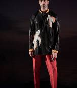 Black embroidered georgette kurta