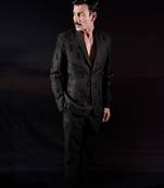 Black embroidered wool blazer set