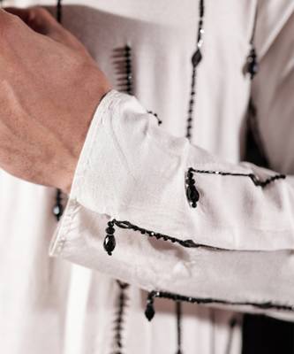 White embroidered silk kurta set 3