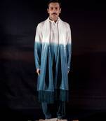 Blue plain georgette kurta set